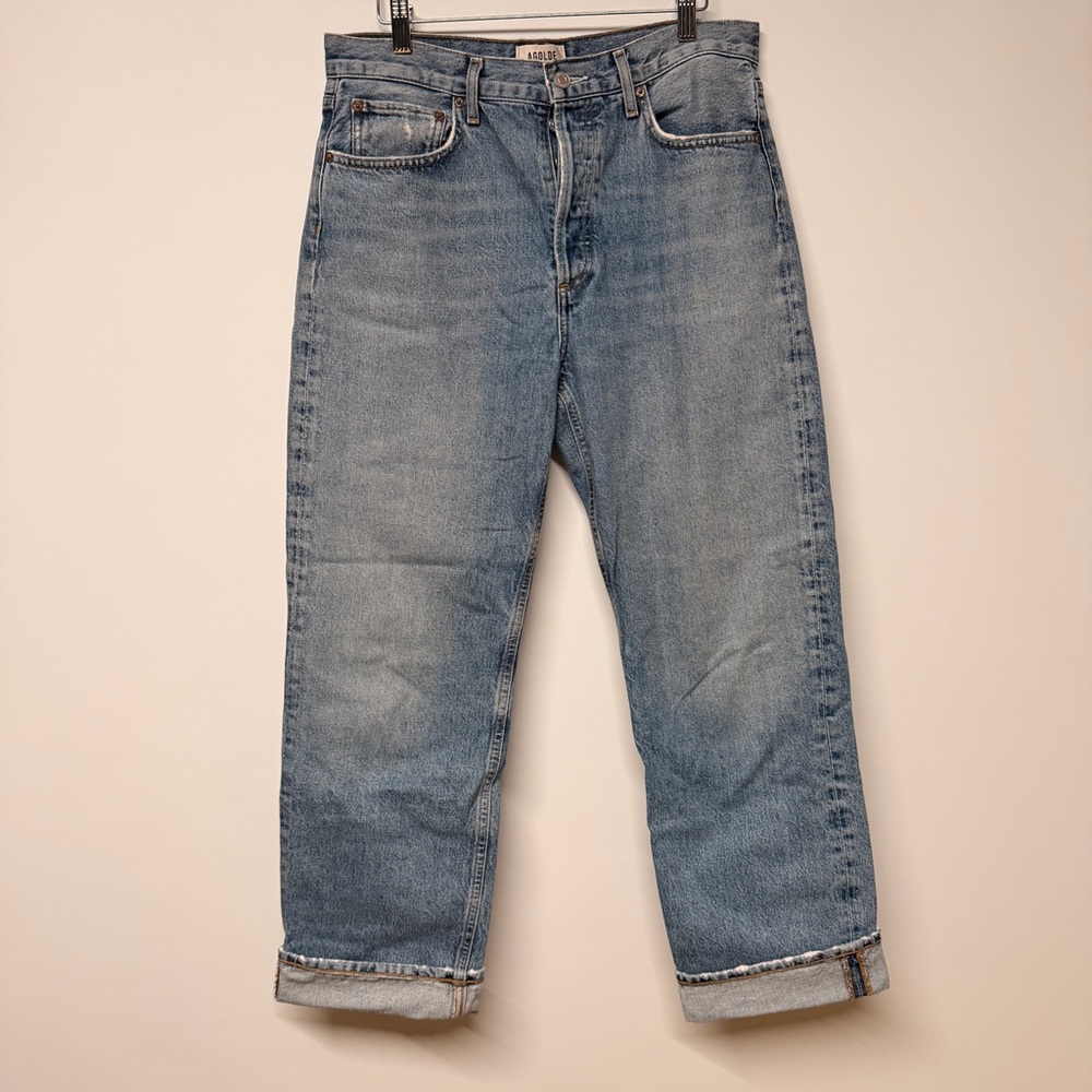 Agolde Women's Straight Jeans in Light Blue Denim